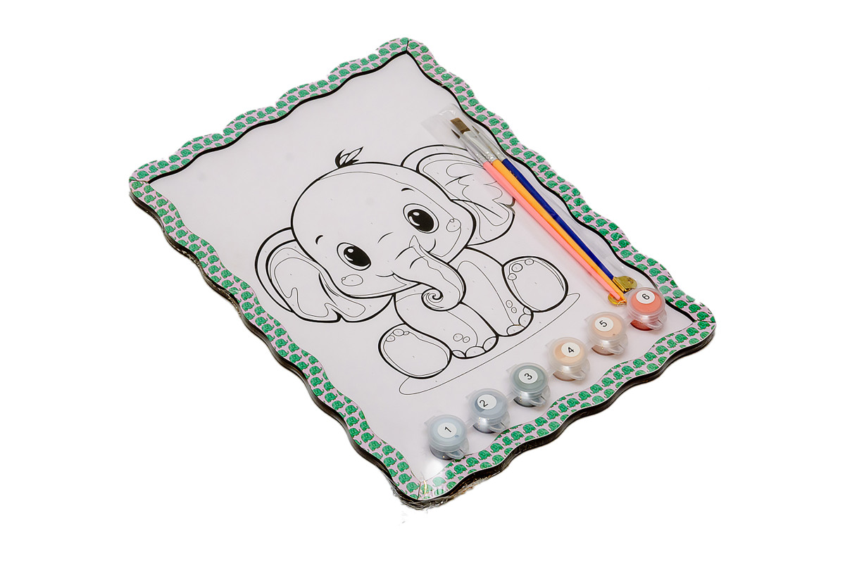 Набір для розпису, картина по номерах "Слоник" формат А4