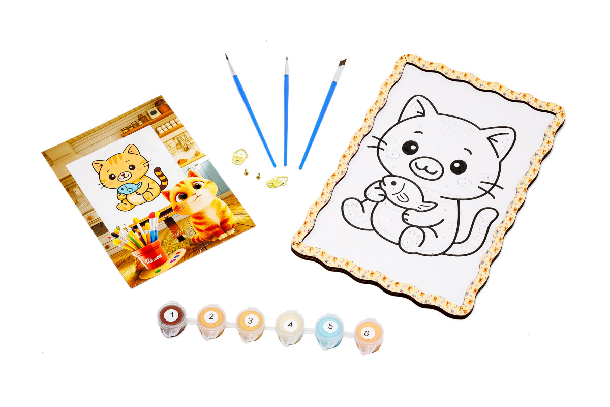 Набір для розпису, картина по номерах "Котик" формат А5