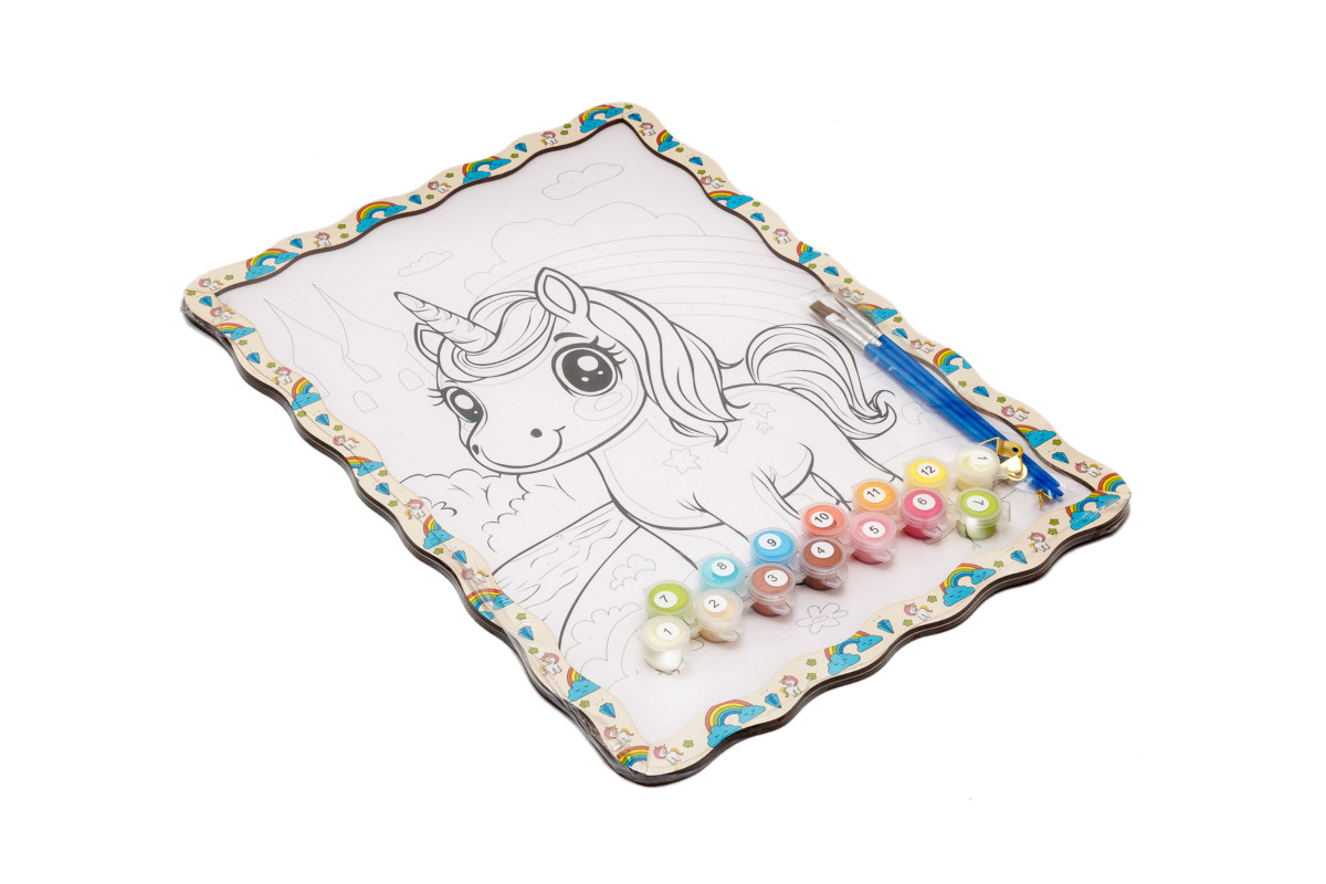 Набір для розпису, картина по номерах "Милий Єдиноріг" формат А3