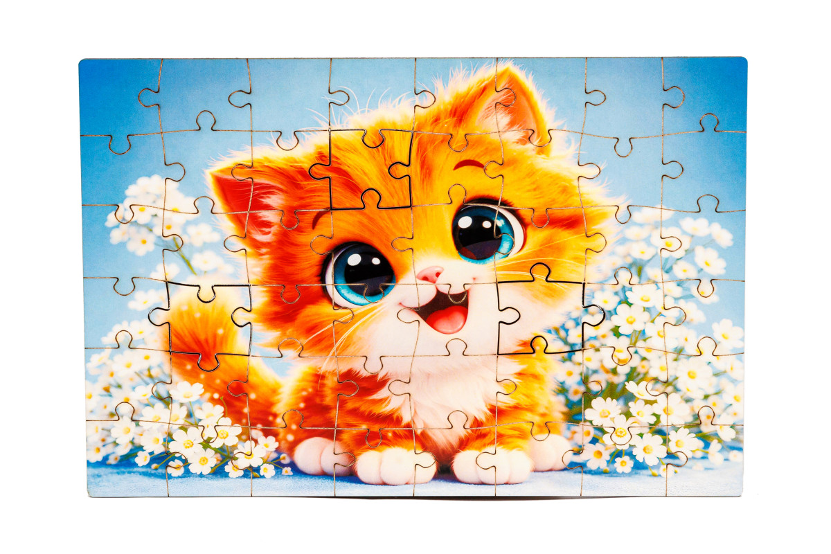 Дерев'яний пазл Котик A5 в тубусі