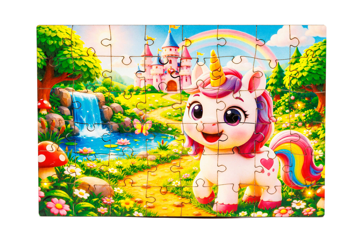 Дерев'яний пазл Єдиноріг A5 в тубусі