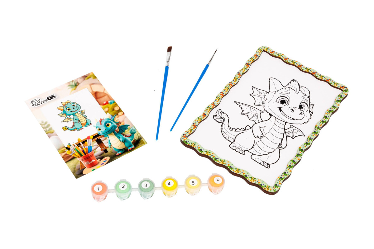 Painting kit, painting by numbers “Baby Dino” format A5