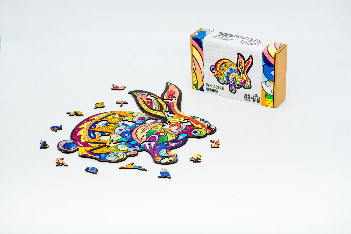 Дерев'яний пазл Пухнастий кролик