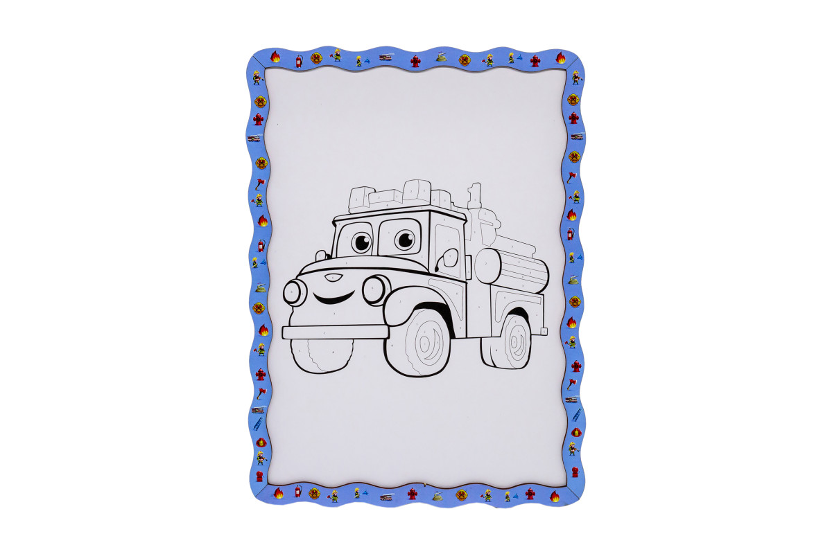 Набір для розпису, картина по номерах "Пожежна машина" формат А4