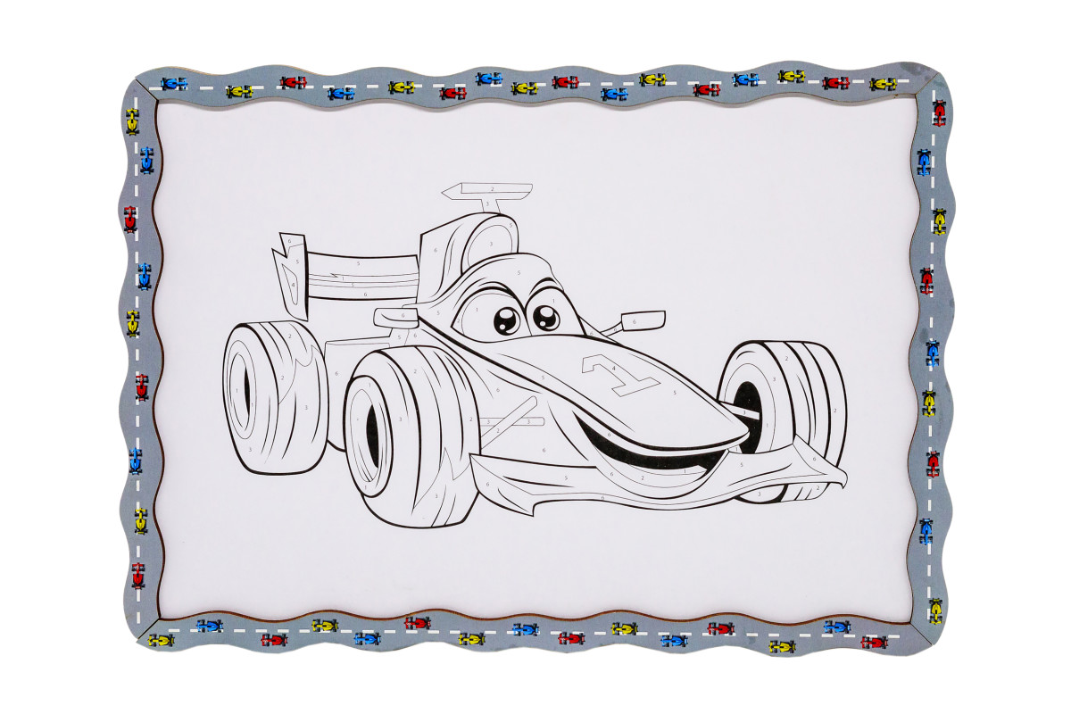 Набір для розпису, картина по номерах "Гоночна машинка" формат А4