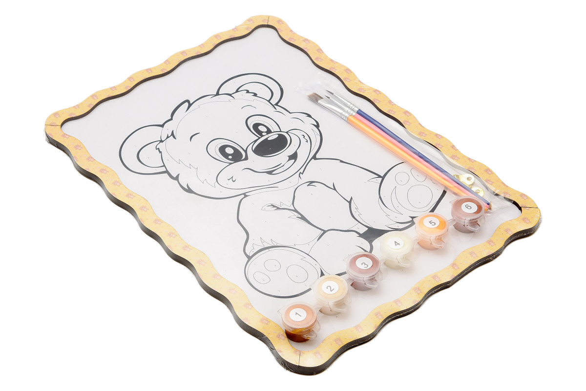 Набір для розпису, картина по номерах "Ведмедик" формат А4