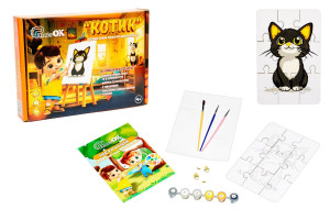 Деревʼяний пазл-розмальовка "Котик"