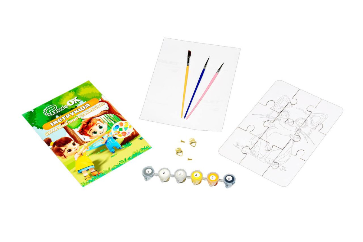 Деревʼяний пазл-розмальовка "Котик"