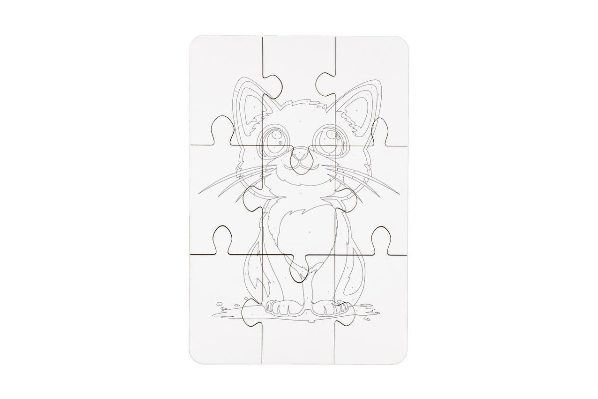 Деревʼяний пазл-розмальовка "Котик"