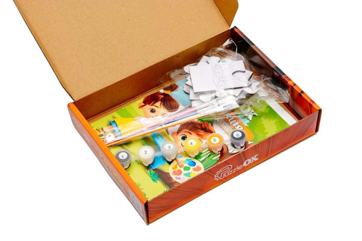 Деревʼяний пазл-розмальовка "Котик"