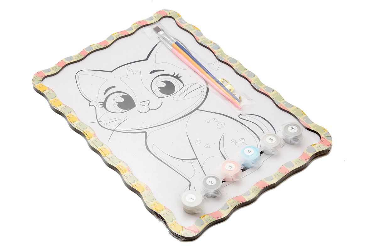 Набір для розпису, картина по номерах "Котик" формат А4