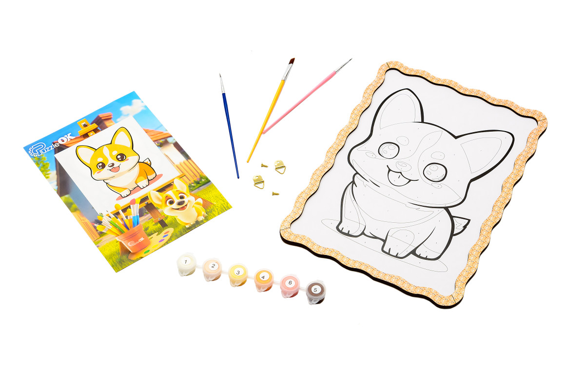 Набір для розпису, картина по номерах "Коргі" формат А4