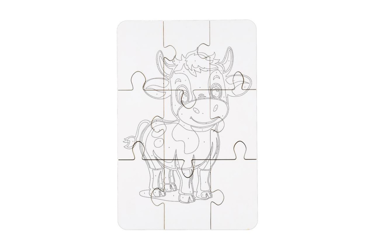 Деревʼяний пазл-розмальовка "Корівка"