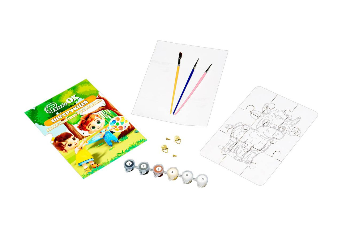 Деревʼяний пазл-розмальовка "Корівка"