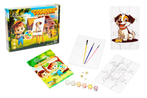 Деревʼяний пазл-розмальовка "Собачка"