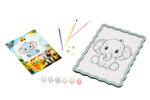 Набір для розпису, картина по номерах "Слоник" формат А4