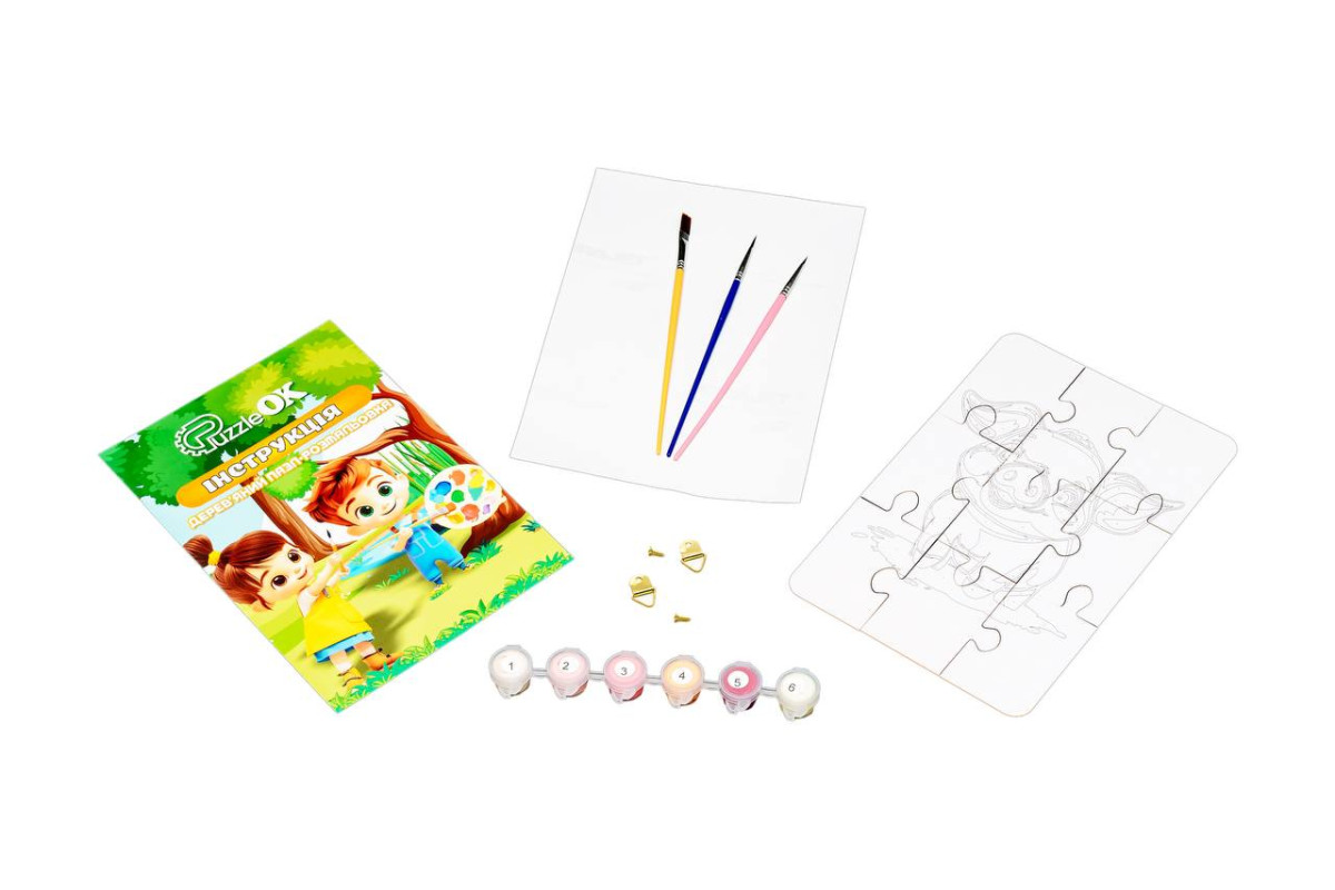 Деревʼяний пазл-розмальовка "Поросятко"