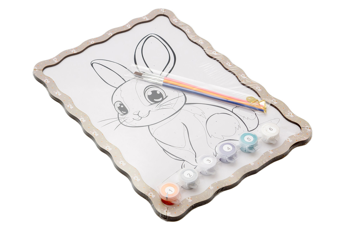 Набір для розпису, картина по номерах "Зайчик" формат А4