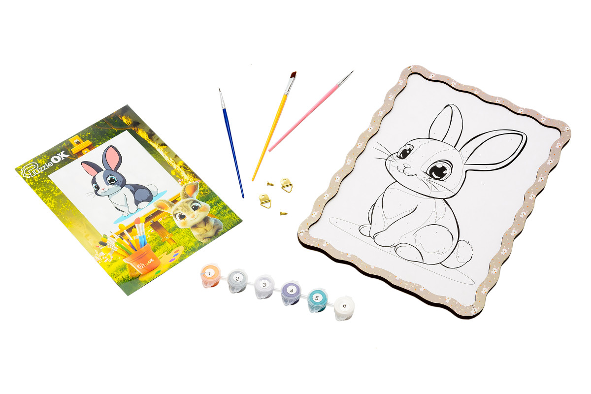 Набір для розпису, картина по номерах "Зайчик" формат А4