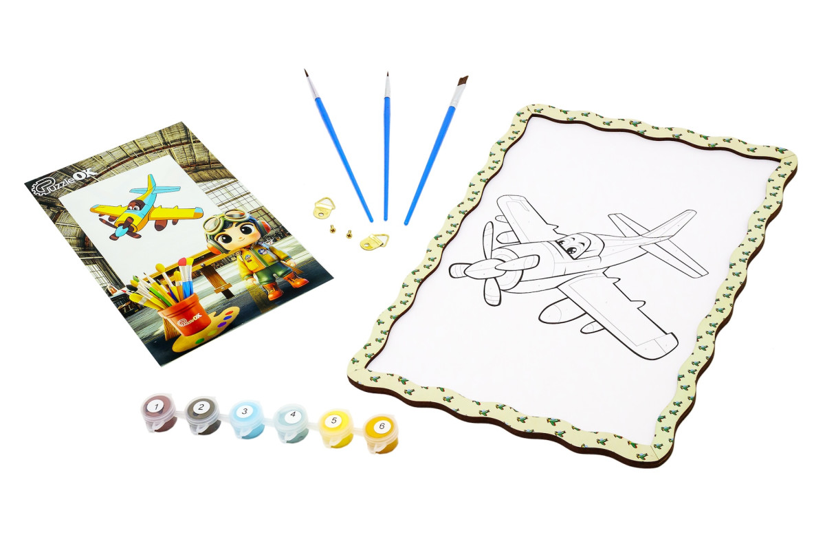 Набір для розпису, картина по номерах "Літачок" формат А4