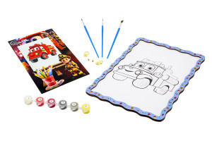 Набір для розпису, картина по номерах "Пожежна машина" формат А4