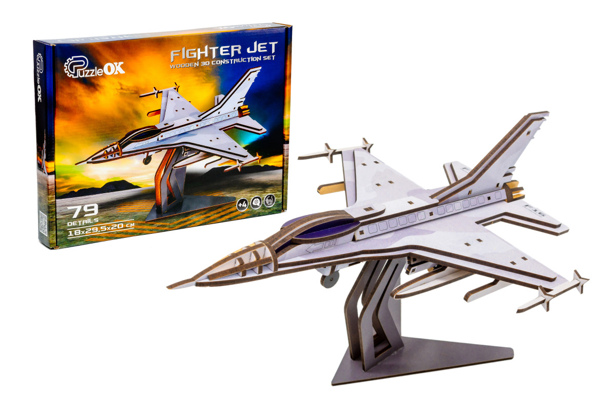 Дерев'яний 3D конструктор «F16»