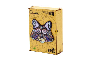 Фігурний деревяний пазл "Веселий Єнот"