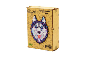 Фігурний деревяний пазл "Сніжний Хаскі"