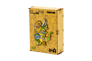 Фігурний деревяний пазл "Трицератопс"