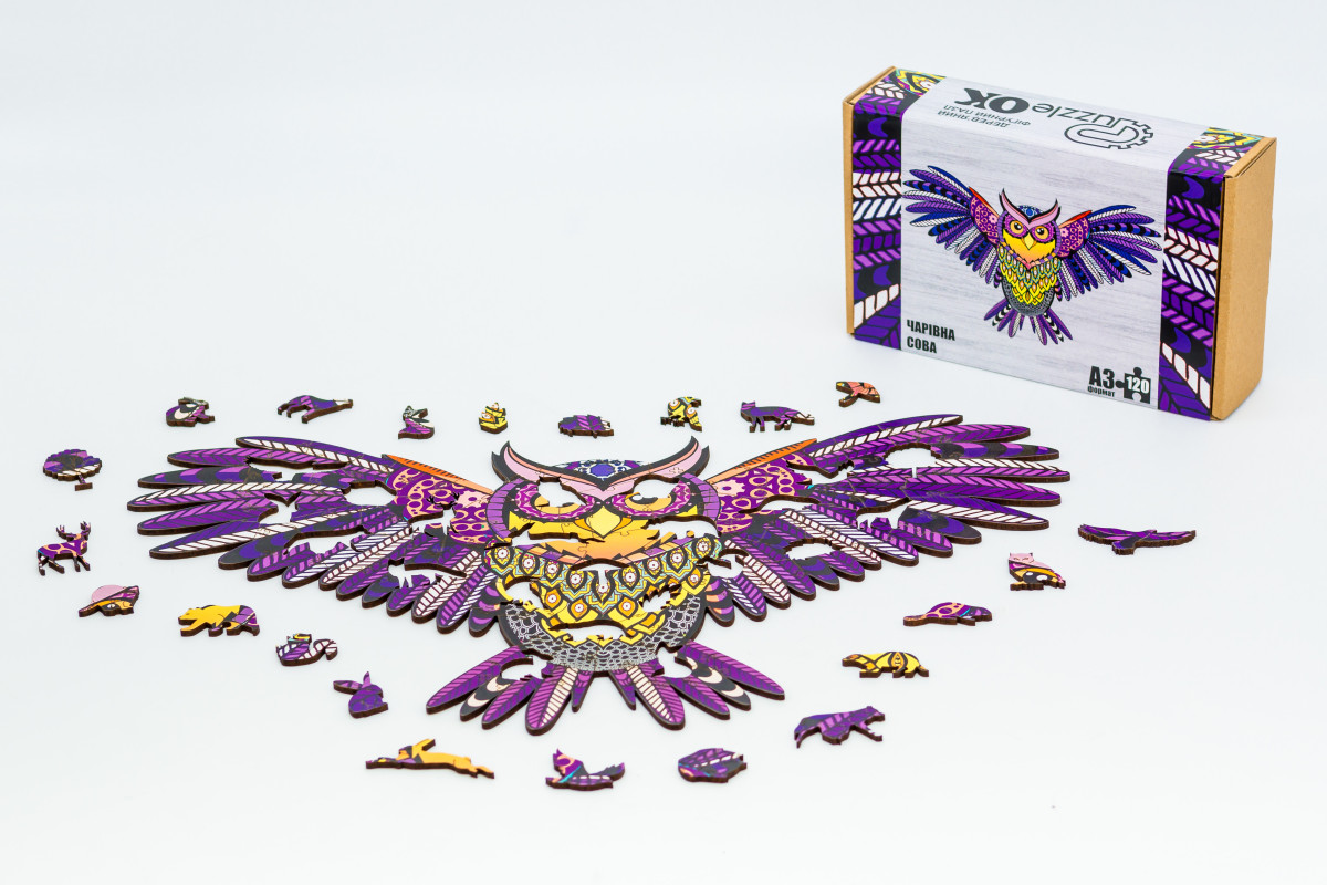 Фігурний деревяний пазл "Чарівна Сова"