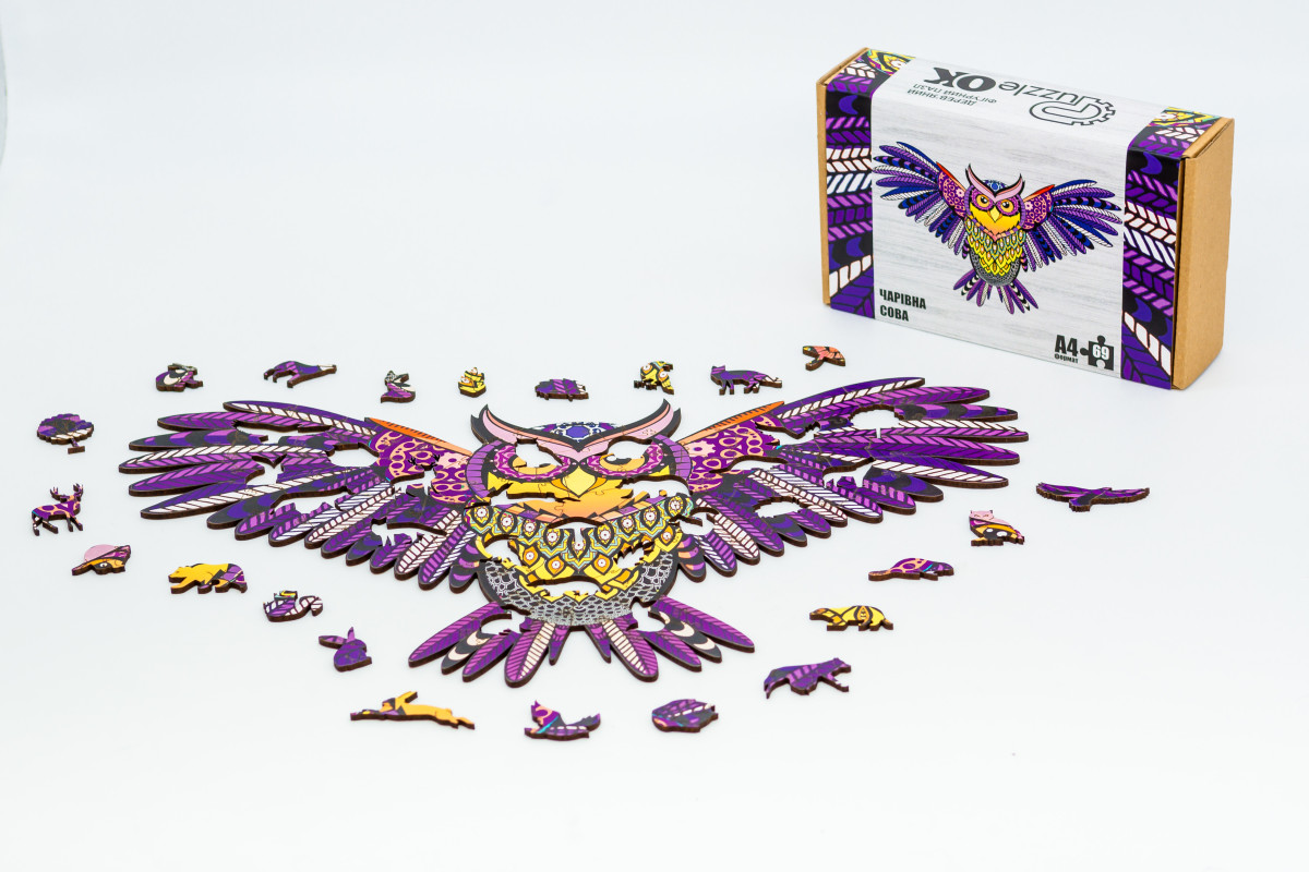 Фігурний деревяний пазл "Чарівна Сова"