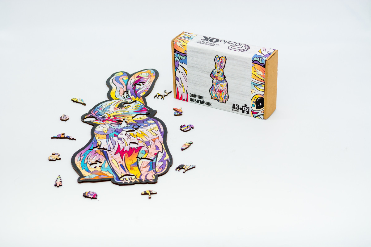 Дерев'яний пазл Зайчик побігайчик