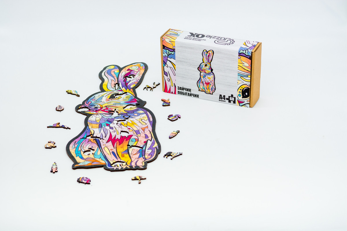 Дерев'яний пазл Зайчик побігайчик