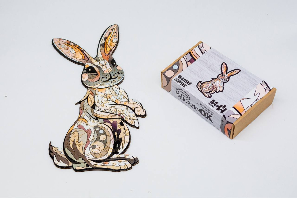 Дерев'яний пазл Веселий Зайчик