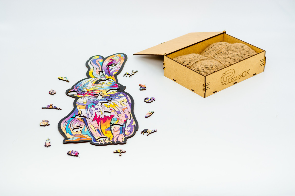 Дерев'яний пазл Зайчик побігайчик для дітей від 5 років