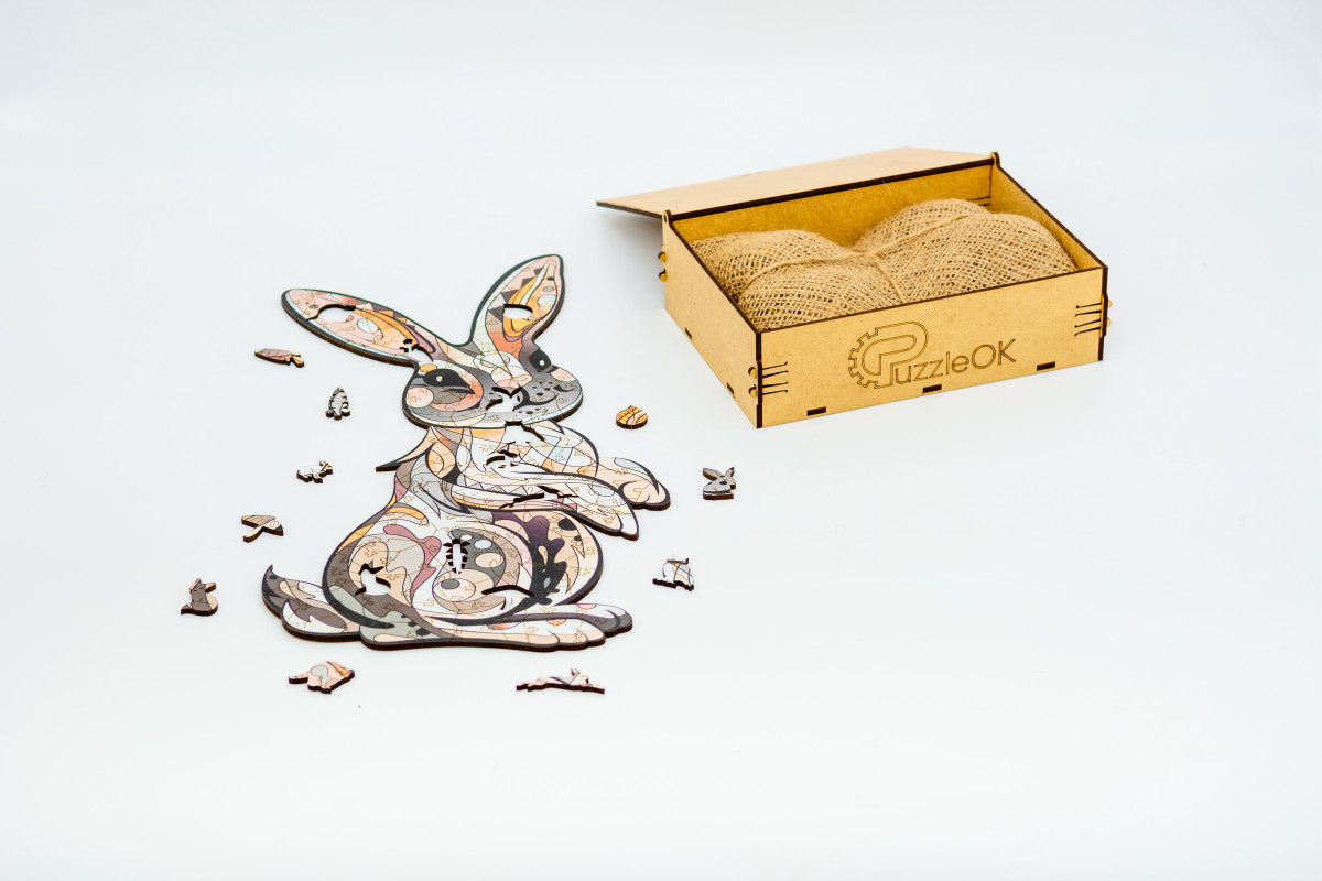 Дерев'яний пазл Веселий Зайчик для дітей від 5 років
