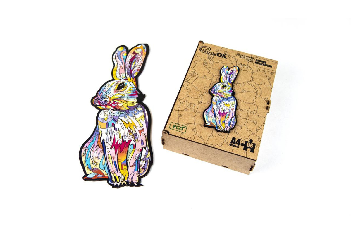 Дерев'яний пазл Зайчик побігайчик для дітей від 5 років