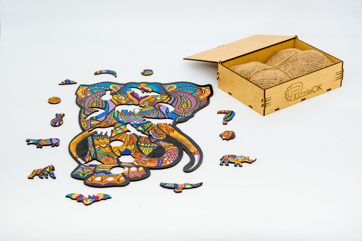 Дерев'яний пазл Індійський слон