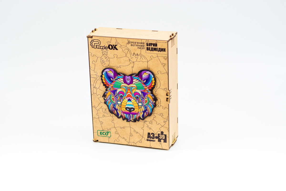 Дерев'яний пазл "Бурий Ведмедик" для дітей від 5 років