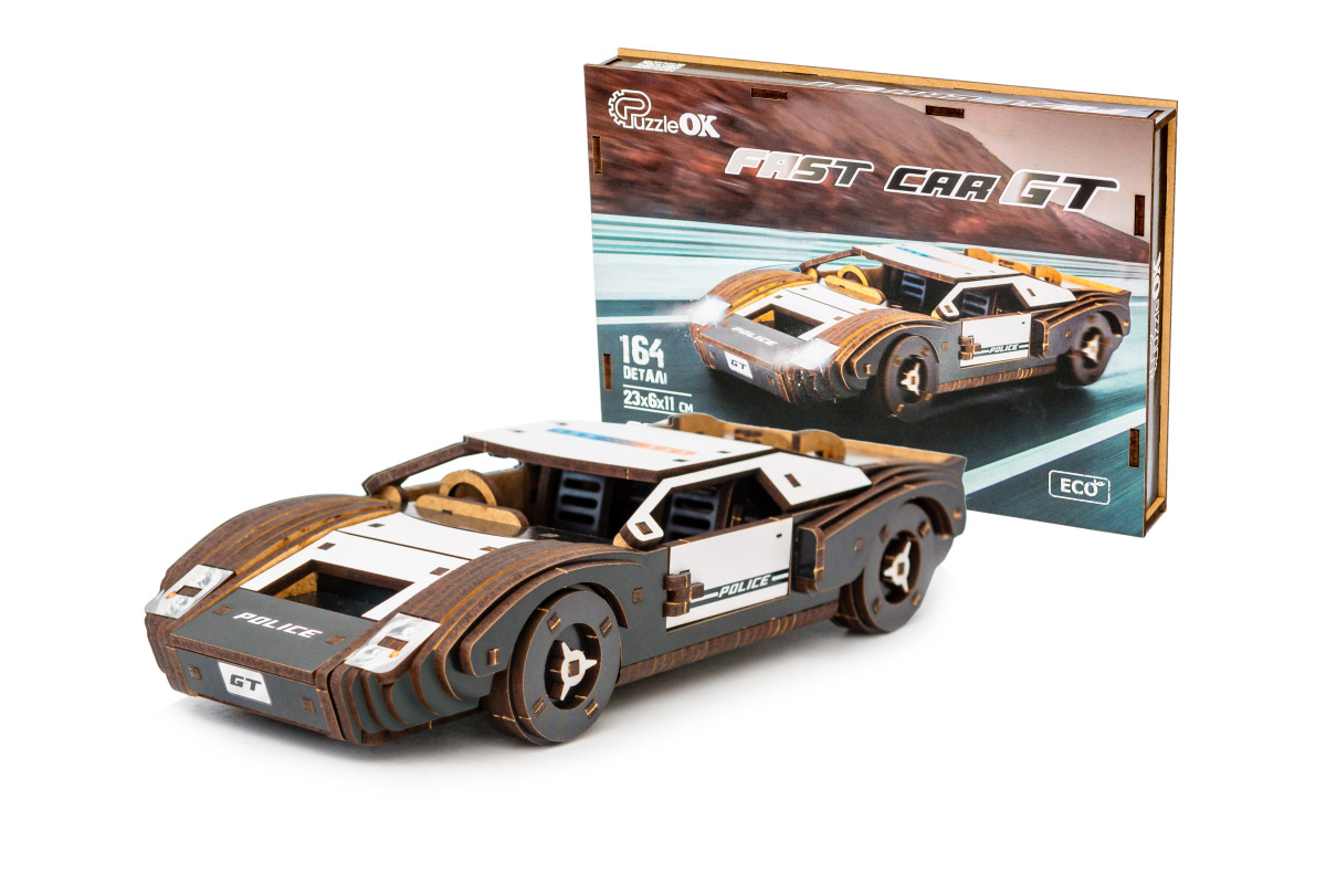Дерев’яний 3D конструктор «Fast car Gt»