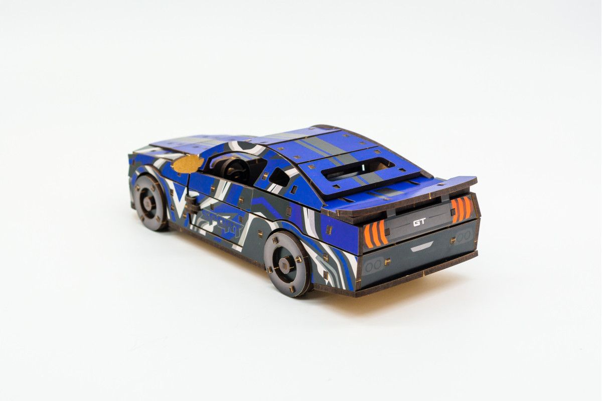 Дерев'яний 3D конструктор Muscle car GT (синя)