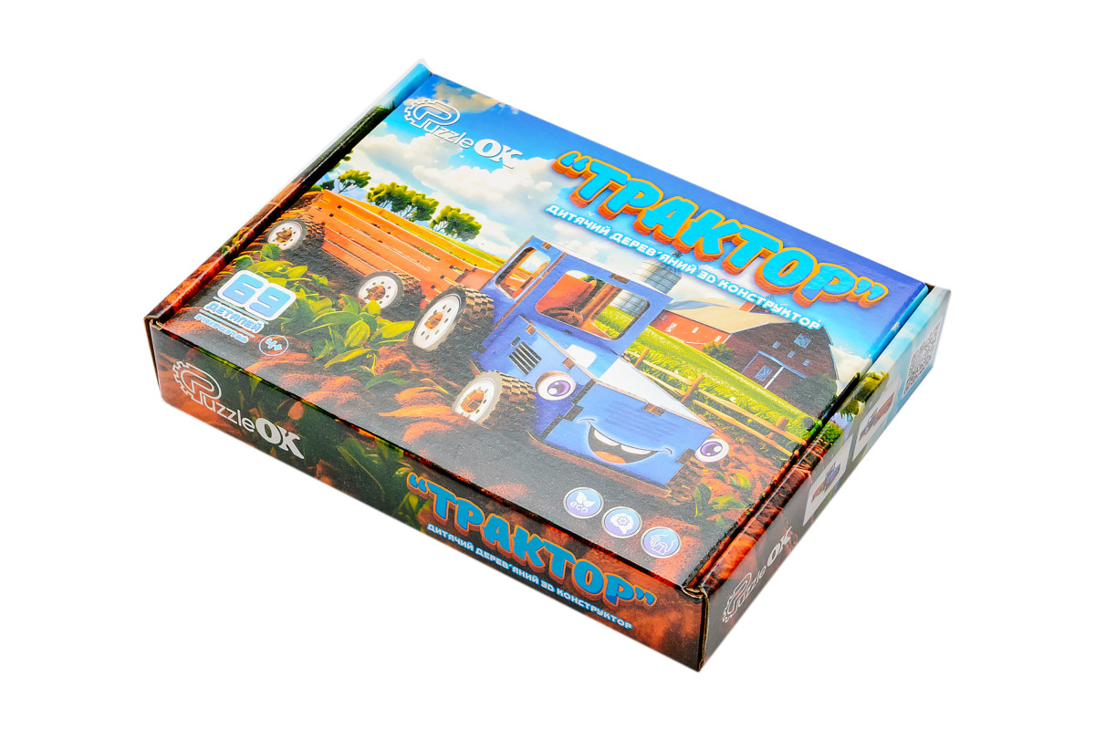 Дитячий дерев'яний 3D конструктор "Трактор"