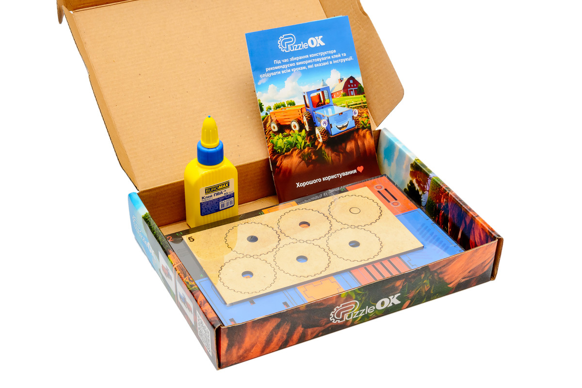 Дитячий дерев'яний 3D конструктор "Трактор"