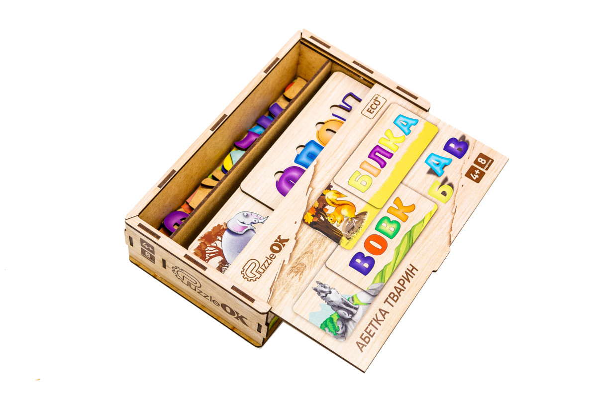  Розвиваюча дерев'яна іграшка-пазл "Абетка тварин" для дітей від 4 років