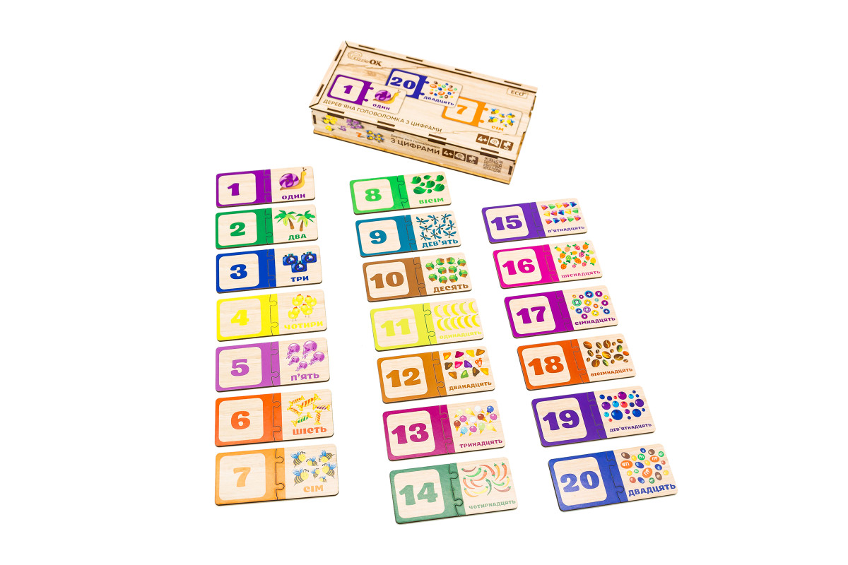 Дерев'яна головоломка-пазл з цифрами для дітей від 4 років