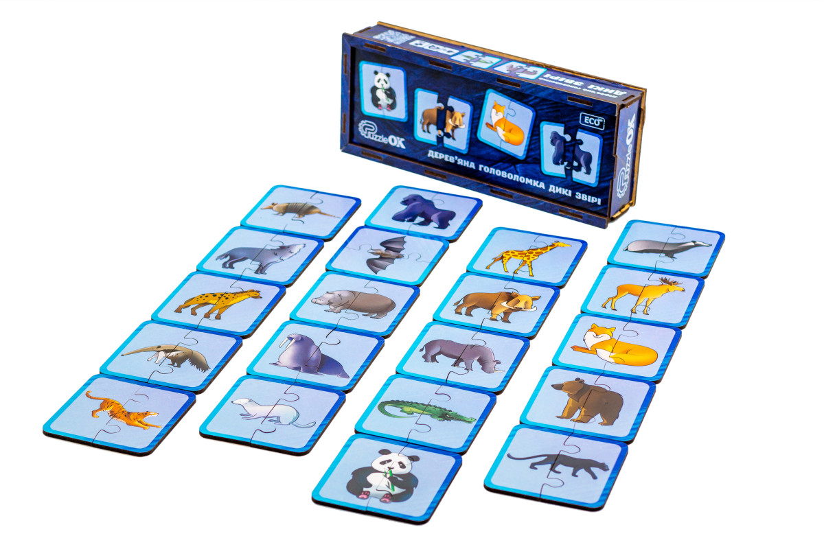 Дерев'яна головоломка "Дикі тварини" для дітей від 3 років