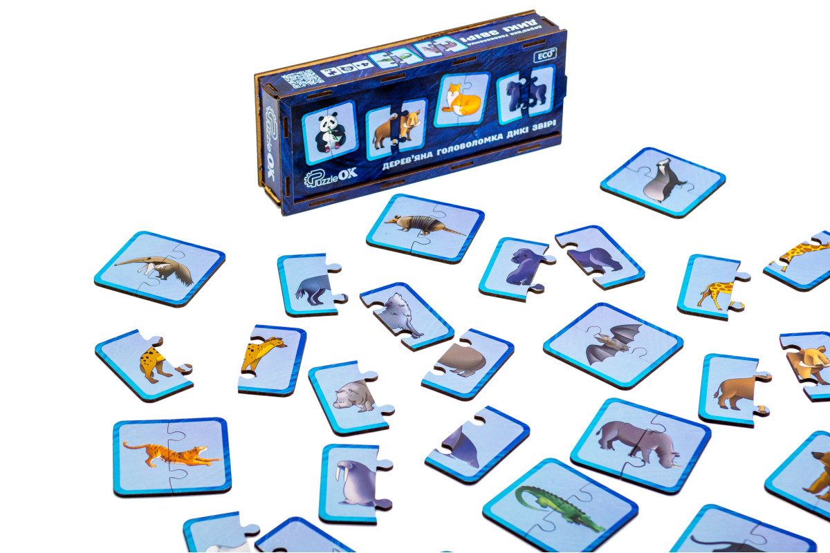 Дерев'яна головоломка "Дикі тварини" для дітей від 3 років