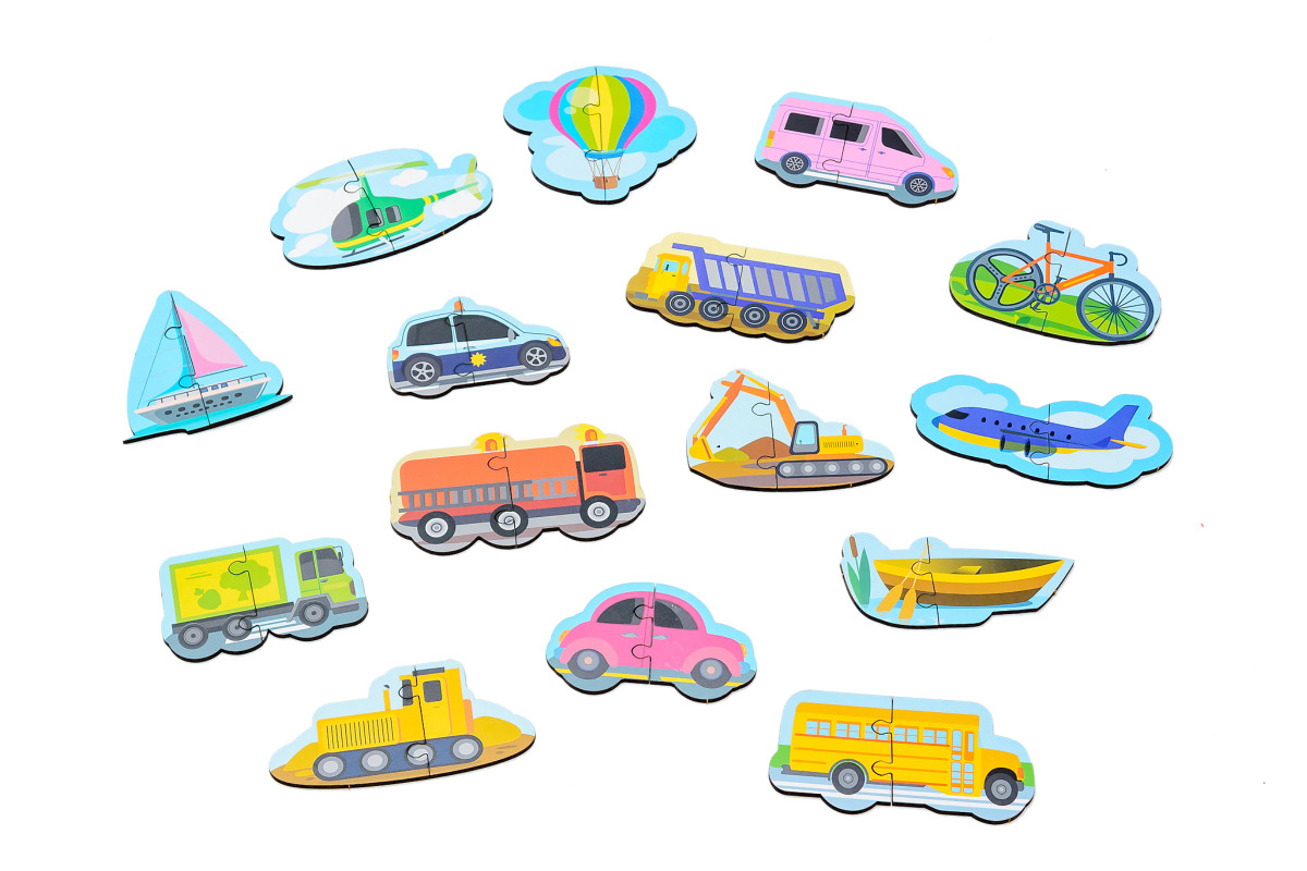 Дерев'яний магнітний пазл  "Машинки"