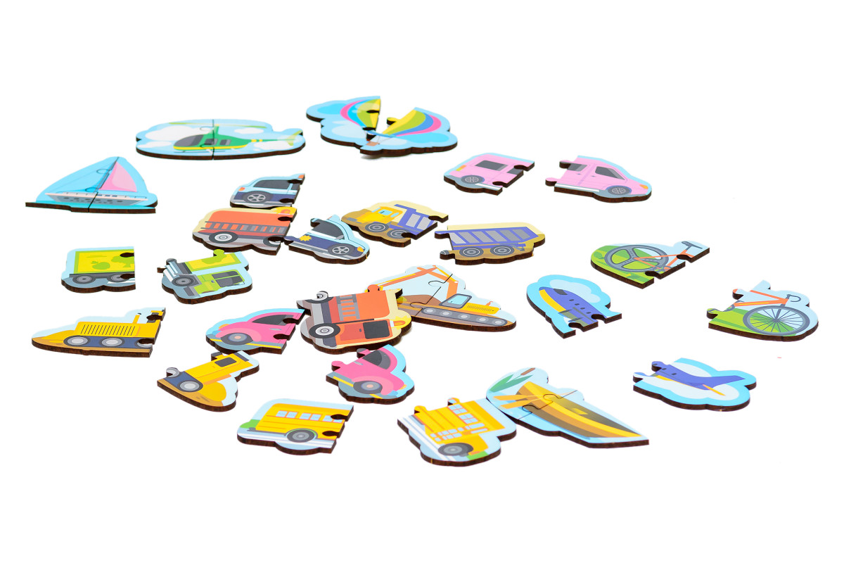 Дерев'яний магнітний пазл  "Машинки"