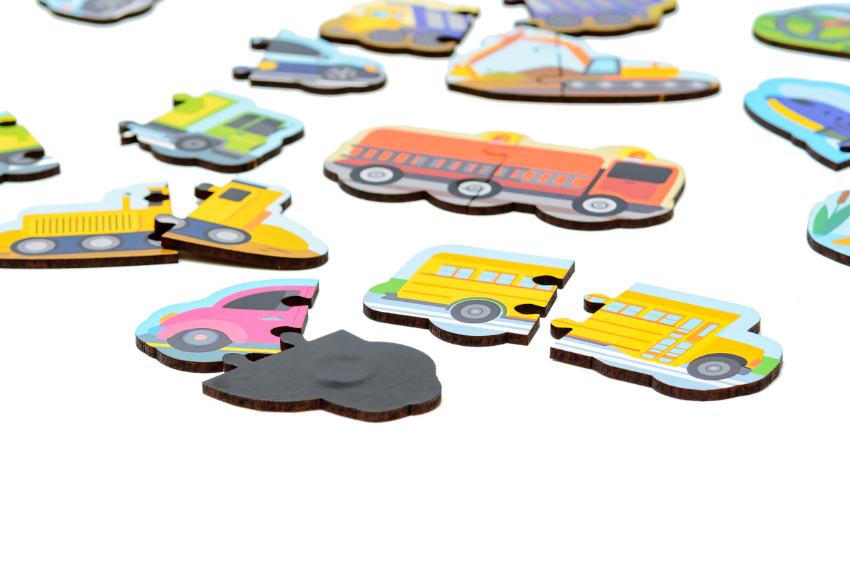 Дерев'яний магнітний пазл  "Машинки"